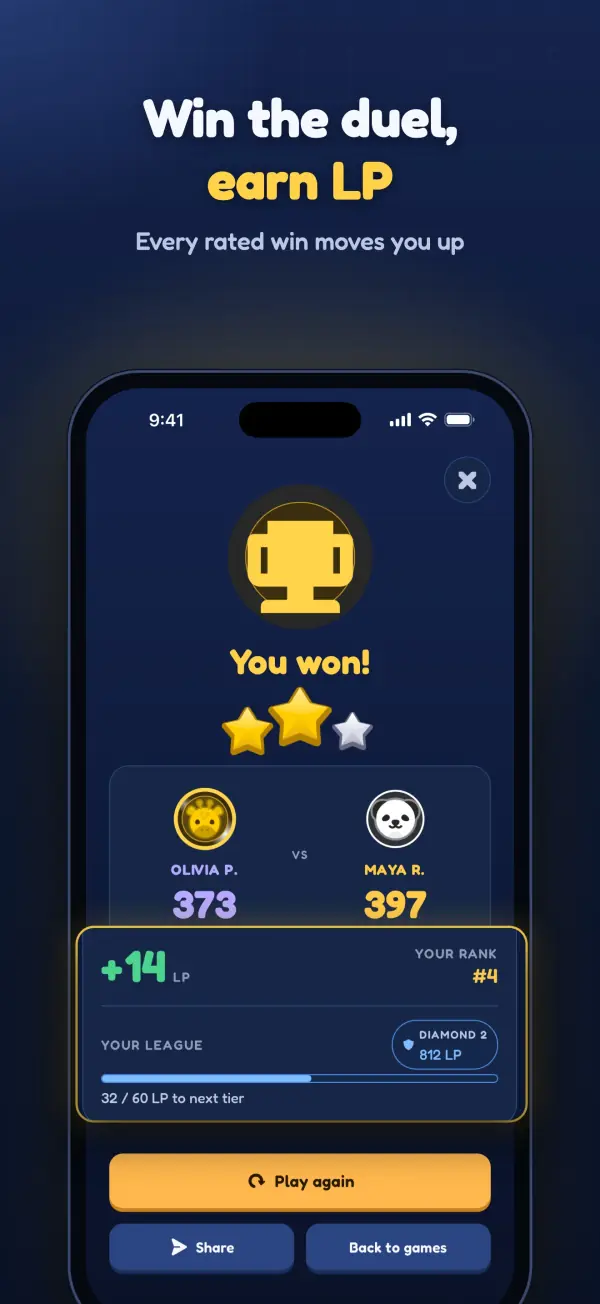 Win the duel and earn LP.